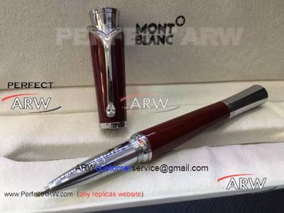 Perfect Replica Mont Blanc Monaco Princess Red Resin & Silver Rollerball Pen